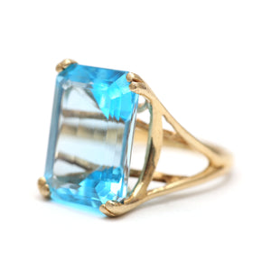 Large 10k Blue Topaz Ring