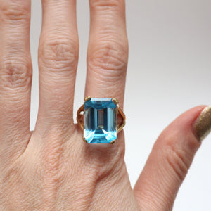 Large 10k Blue Topaz Ring