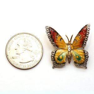 14k Enamel Butterfly Brooch