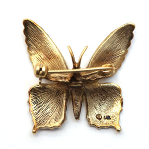 14k Enamel Butterfly Brooch