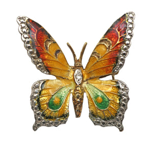 14k Enamel Butterfly Brooch
