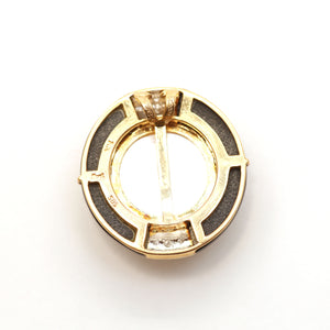 14k Diamond Onyx Mabe Pearl Pendant