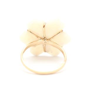 14k Carved Australian Opal Flower Ring