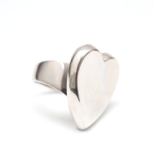 Chunky Silver Heart Signet