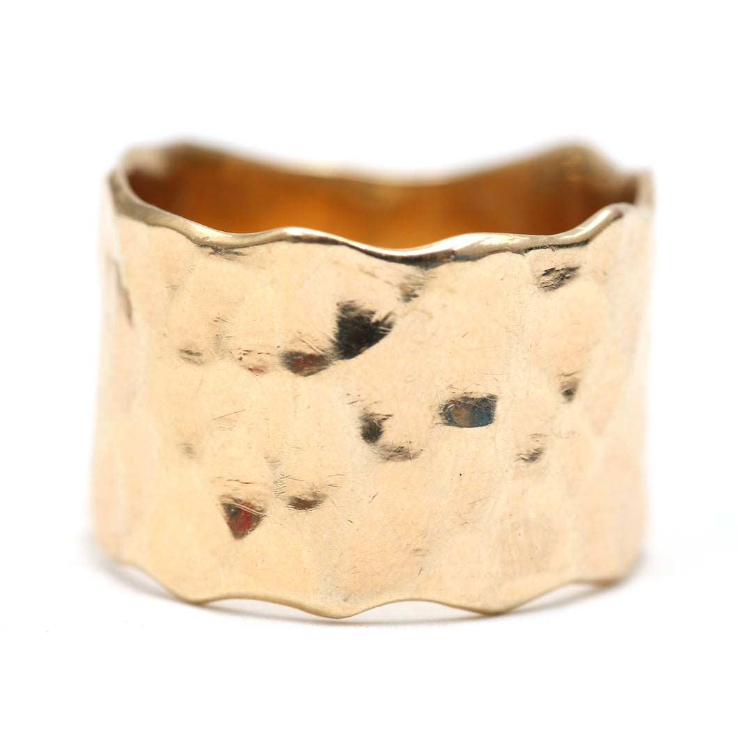 14k Freeform Hammered Band