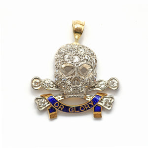 Platinum Diamond Skull "Death or Glory" Pendant