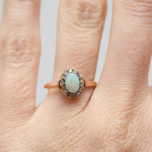 Charger l&#39;image dans la galerie, 14k Victorian Opal Diamond Halo Ring- Oval
