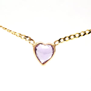 14k Pink Sapphire Heart Necklace