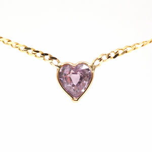 14k Pink Sapphire Heart Necklace