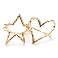 Load image into Gallery viewer, 14k Open Heart and Star Rings
