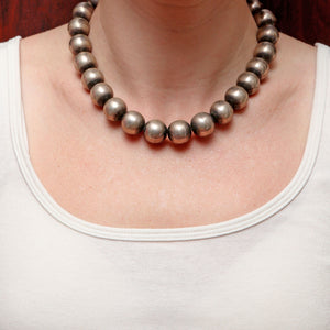 Oversized Sterling Silver Bead Necklace