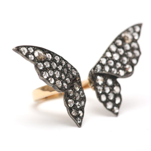 Victorian Diamond Butterfly Cuff Ring