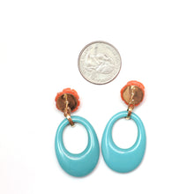 Load image into Gallery viewer, 14k Coral Turquoise Earrings
