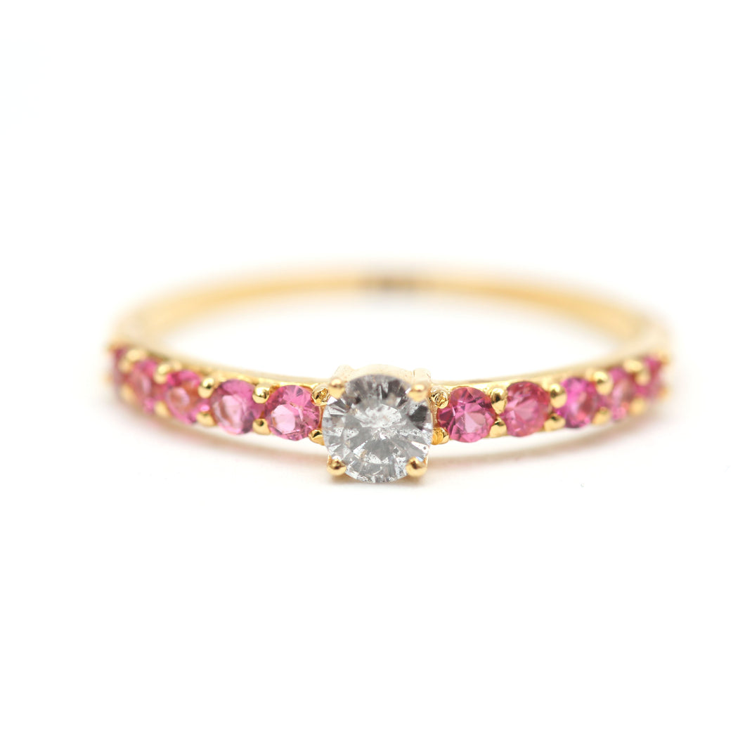 14k Blue Diamond Ruby Ring