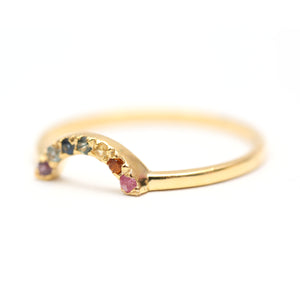 14k Sapphire Rainbow Ring