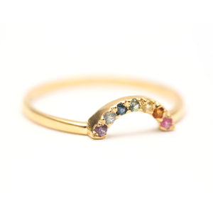 14k Sapphire Rainbow Ring