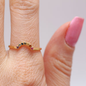 14k Sapphire Rainbow Ring