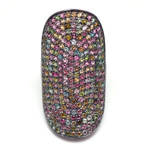 Rainbow Tourmaline Shield Ring