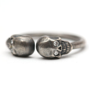 Diamond Skull Cuff Ring