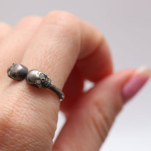 Diamond Skull Cuff Ring
