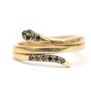 14k Black Diamond Snake Ring