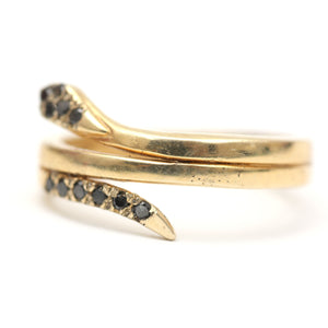 14k Black Diamond Snake Ring