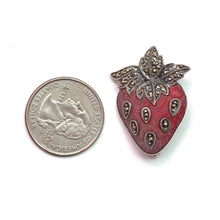 Load image into Gallery viewer, Sterling Marcasite Strawberry Brooch
