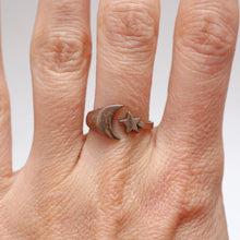 Load image into Gallery viewer, Sterling Moon Star Cuff Ring
