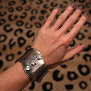 Chunky Sterling Silver Modernist Cuff Bracelet