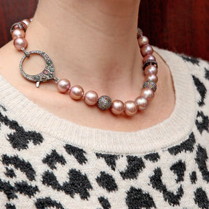 Rainbow Tourmaline Pink Pearl Necklace