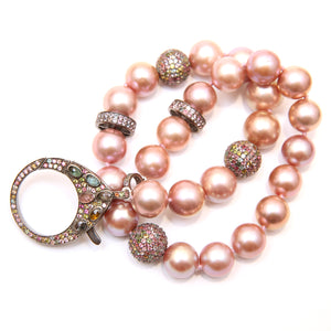 Rainbow Tourmaline Pink Pearl Necklace
