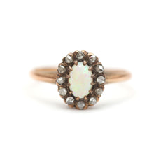 Load image into Gallery viewer, 14k Victorian Diamond Opal Ring
