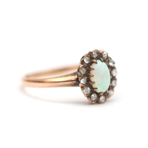14k Victorian Diamond Opal Ring