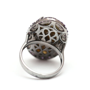 Dark Rainbow Labradorite Cocktail Ring