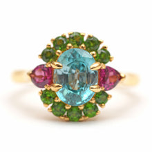 Load image into Gallery viewer, Blue Green Pink Heart Ring
