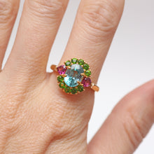 Load image into Gallery viewer, Blue Green Pink Heart Ring
