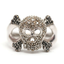 Load image into Gallery viewer, 10k Diamond Skull and Crossbones Ring
