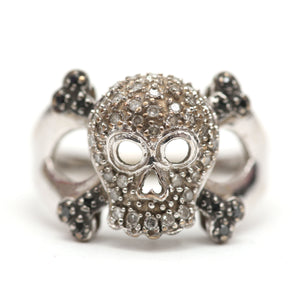 10k Diamond Skull and Crossbones Ring
