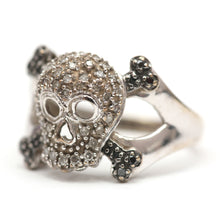 Load image into Gallery viewer, 10k Diamond Skull and Crossbones Ring
