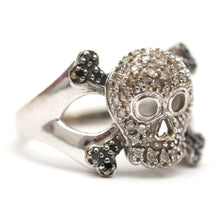 Load image into Gallery viewer, 10k Diamond Skull and Crossbones Ring
