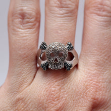 Load image into Gallery viewer, 10k Diamond Skull and Crossbones Ring
