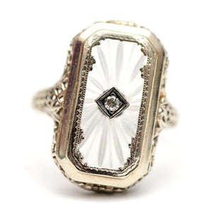 14k Art Deco Camphor Glass Ring