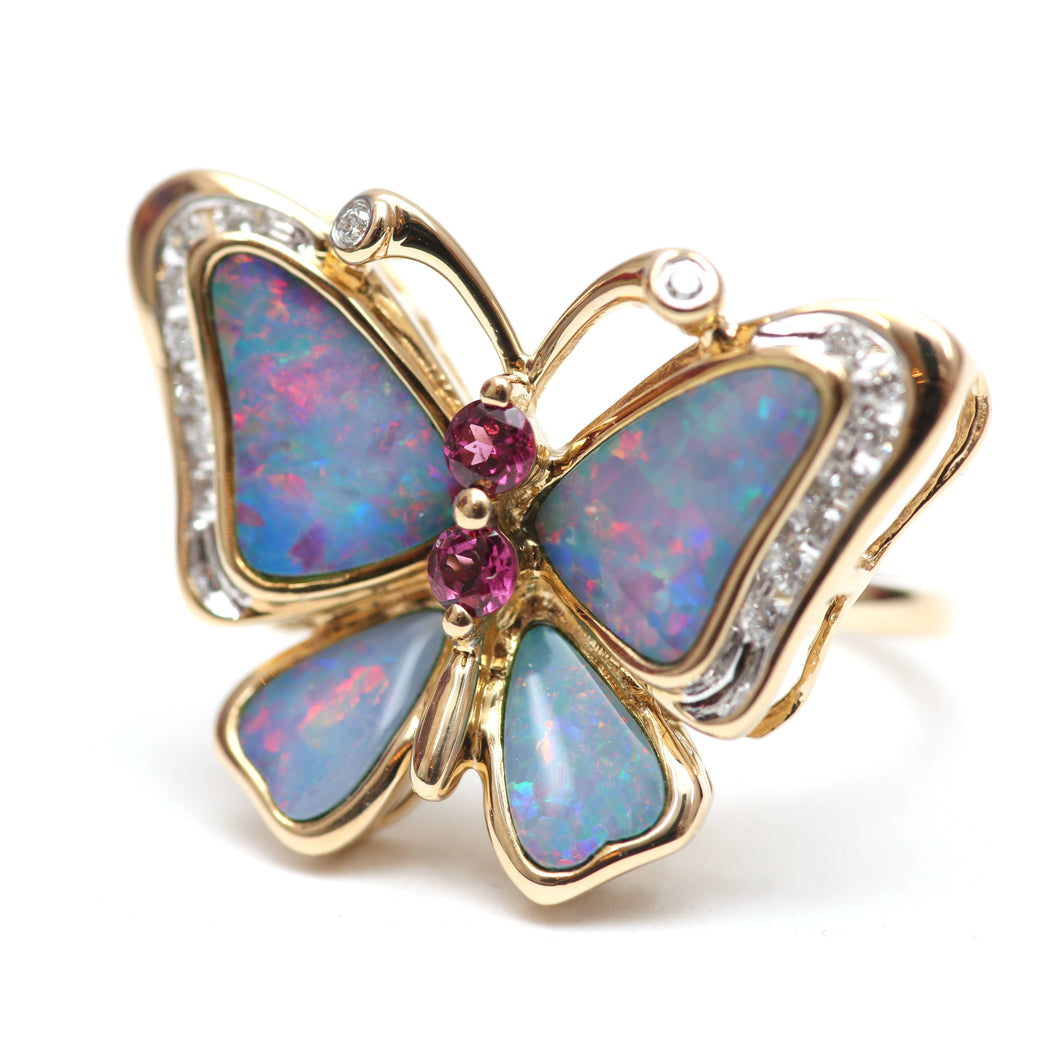 14k Opal Butterfly Ring
