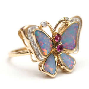 14k Opal Butterfly Ring