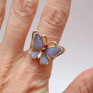 14k Opal Butterfly Ring