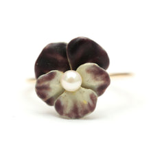 將圖片載入圖庫檢視器 14k Lifelike Enamel Pansy Ring
