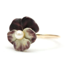 將圖片載入圖庫檢視器 14k Lifelike Enamel Pansy Ring
