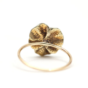 14k Lifelike Enamel Pansy Ring