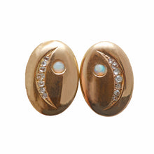 Load image into Gallery viewer, 14k Victorian Rose Cut Diamond Moon Earrings
