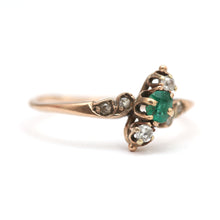 Load image into Gallery viewer, 10k Victorian Emerald Diamond Ring

